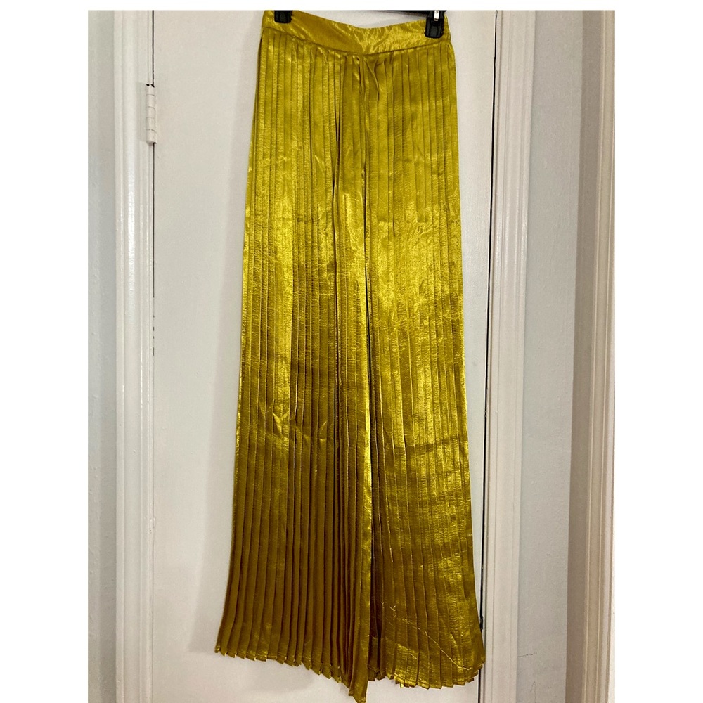 NASTY GAL Gold satin wide leg pants